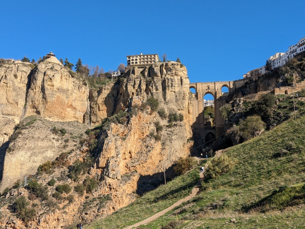 At the bottom of the gorge looking up at the bridge: page 25